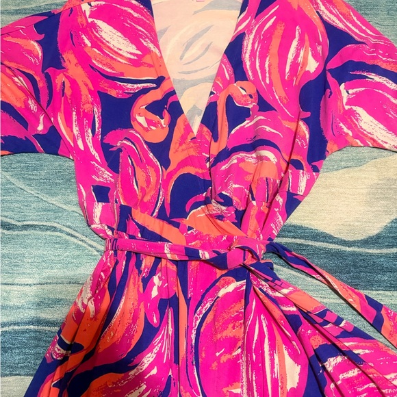 Lilly Pulitzer Vibrant Pink and Navy Midi Dress - Picture 2 of 4